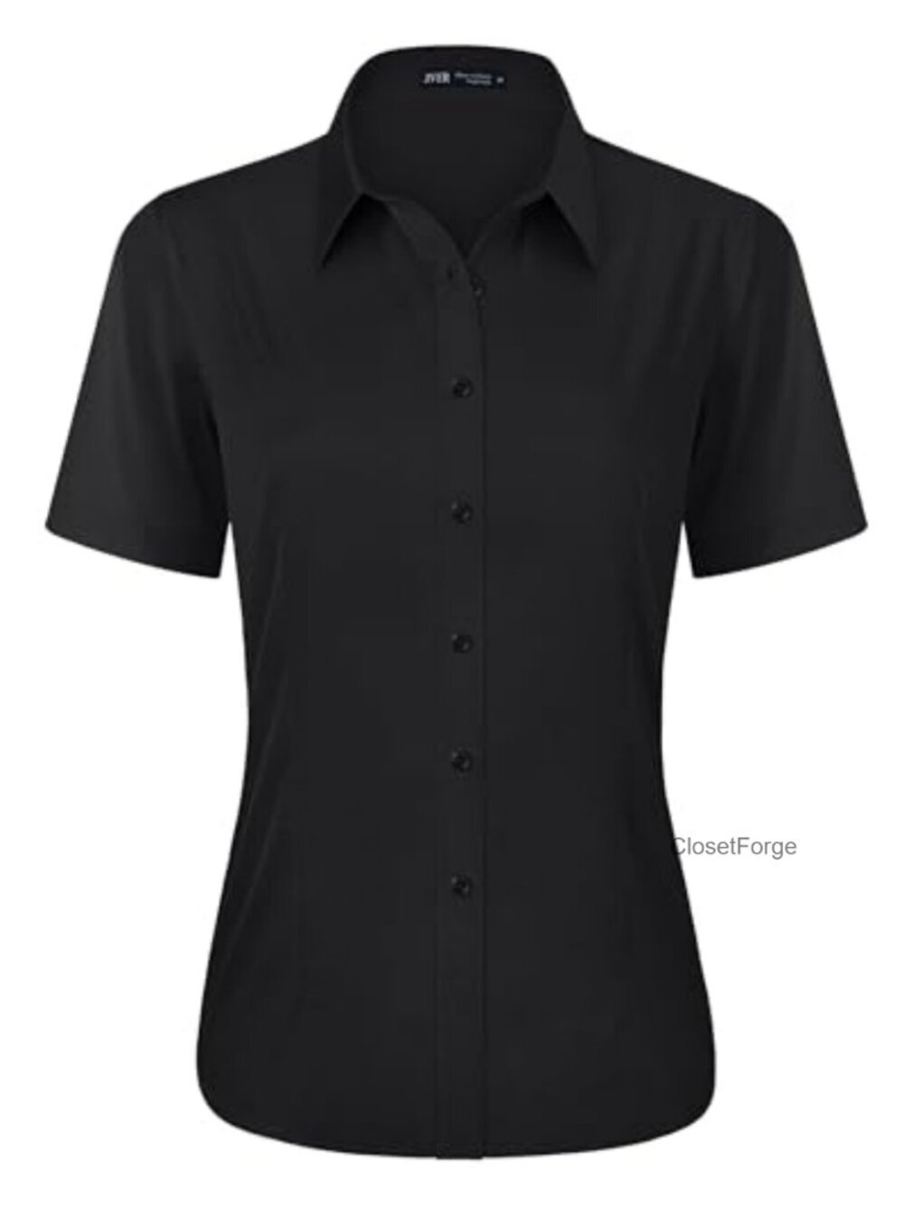 Women's Short Sleeve Button Down Stretch Dress Shirt Blouse